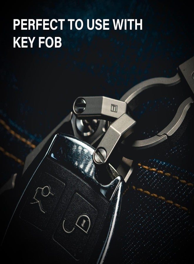 MecArmy CH2 Titanium D Shape Heavy Duty Key Ring, Key Fob Holder Keychain with Screw Shackle for Car Keys Purse（S/M/L）- Stonewashed, L - Image 4